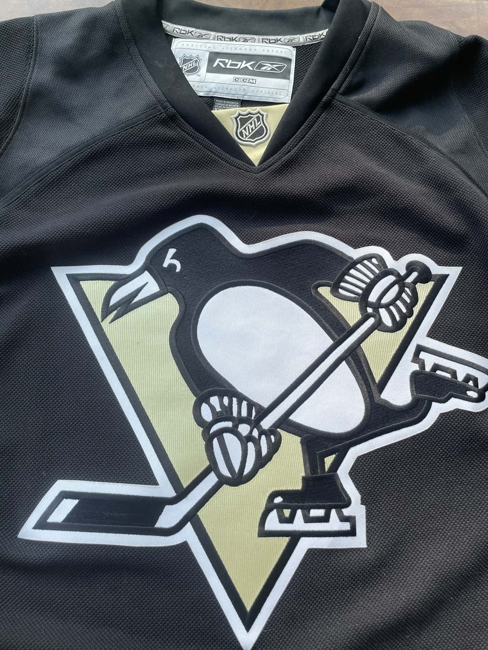 Reebok Pittsburgh Penguins Black and Gold Hockey Jersey